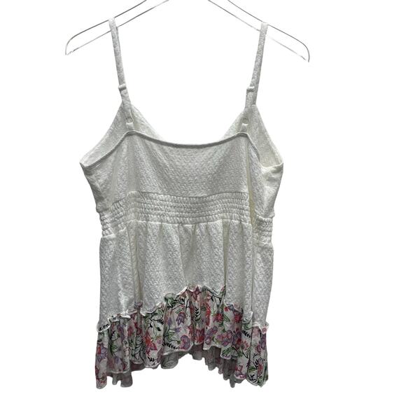 Maurices Floral Hem Smocked V-Neckline Peplum Cami Tank Blouse Top Size Large - Picture 7 of 8